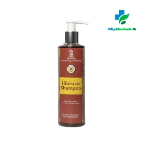 Dhee Hibiscus Shampoo bottle, showcasing an Ayurvedic herbal shampoo for hair growth, anti-graying, and dandruff control.