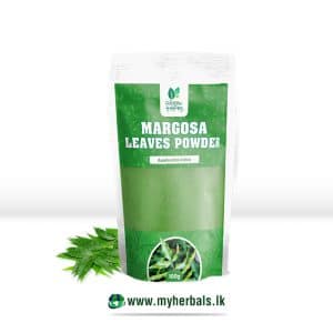 GREEN HOPES Kohomba Powder in branded packaging, possibly with fresh Neem leaves. Supports skin purification and internal cleansing.