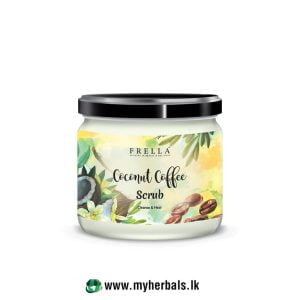 FRELLA Coconut Coffee Scrub at Myherbals.lk. Natural exfoliating body scrub with coffee grounds and coconut oil for smooth, rejuvenated skin.