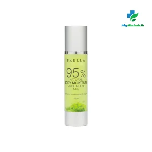 FRELLA Aloe Vera & Neem Body Moisture Gel 100ml bottle for acne protection and natural skin hydration. Shop Now at www.myherbals.lk